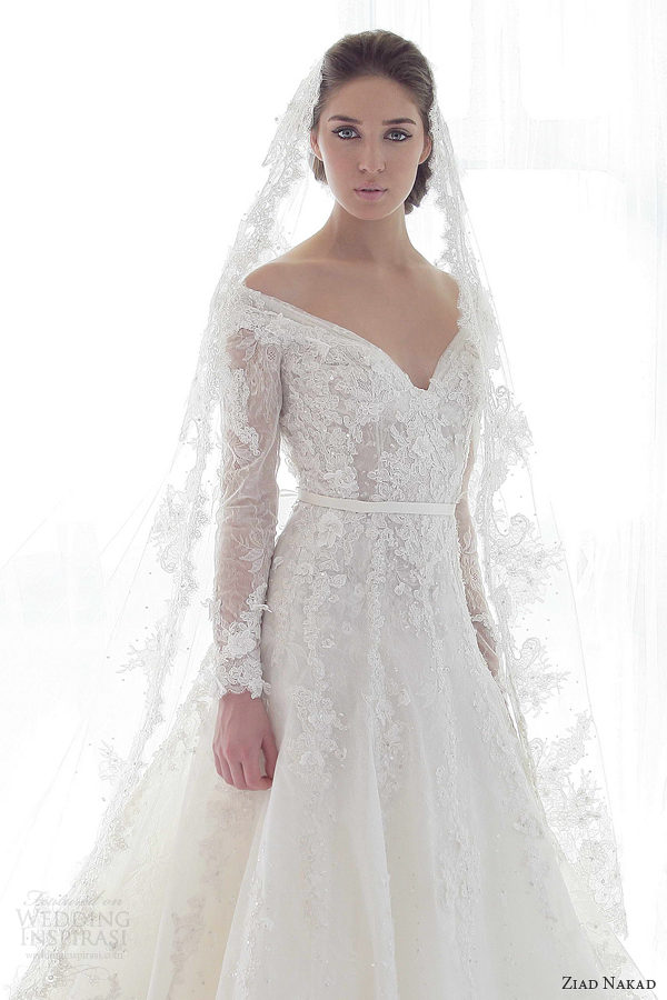 ziad nakad 2013 wedding dress long sleeves close up bodice