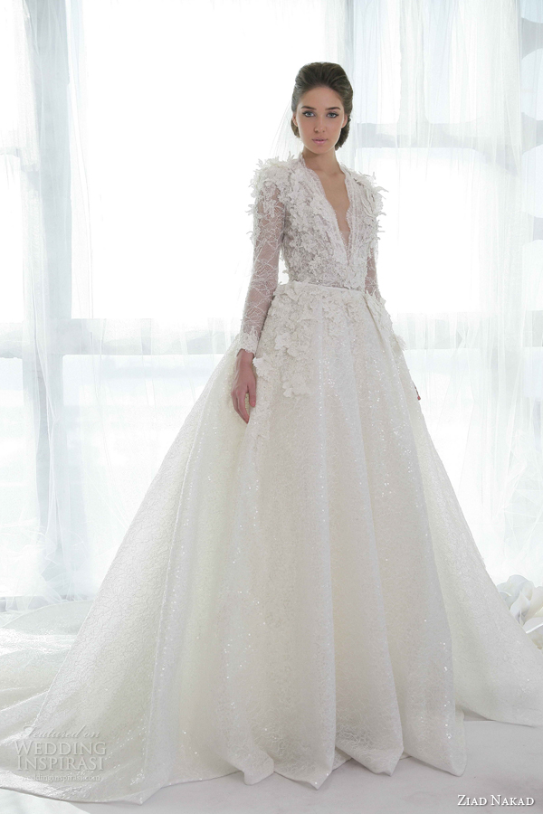 ziad nakad wedding dresses 2013 ball gown long sleeves