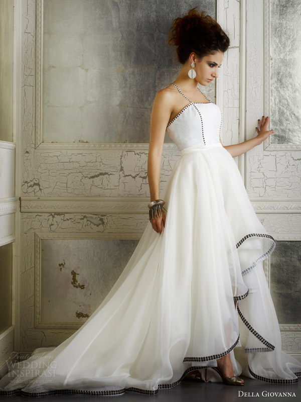 della giovanna bridal fall 2014 edgy wedding dress leather hem