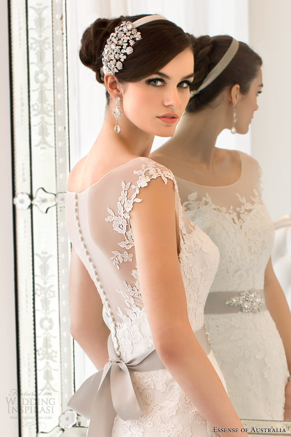 essense of australia 2014 cap sleeve illusion back wedding dress style 1562 close up