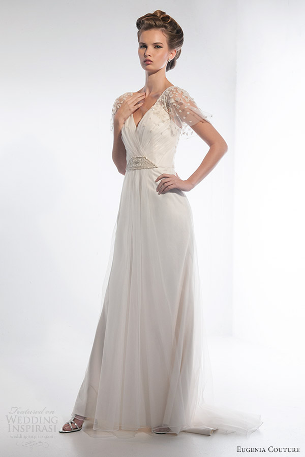 eugenia couture 2014 callista wedding dress illusion flutter sleeves
