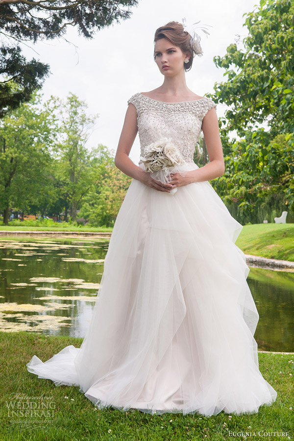 eugenia couture bridal 2014 marcella bateau neck wedding dress