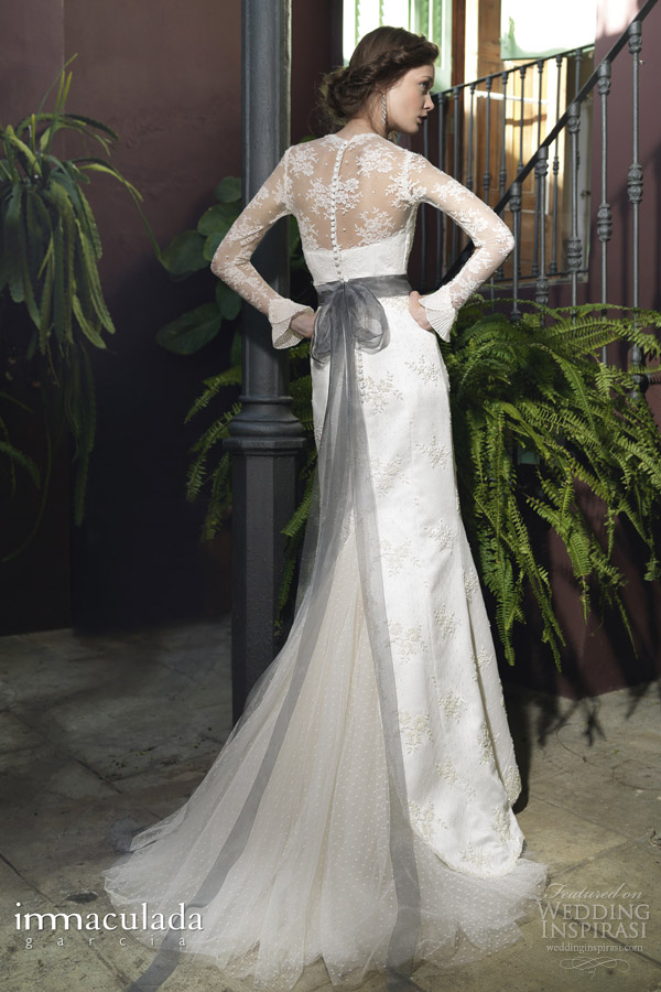 inmaculada garcia 2014 atem long sleeve wedding dress back train