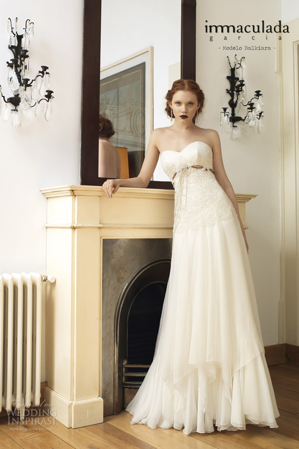 inmaculada garcia 2014 balkiara strapless wedding dress