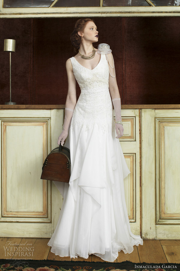 inmaculada garcia bridal 2014 savanna tales diodio sleeveless wedding dress pearl