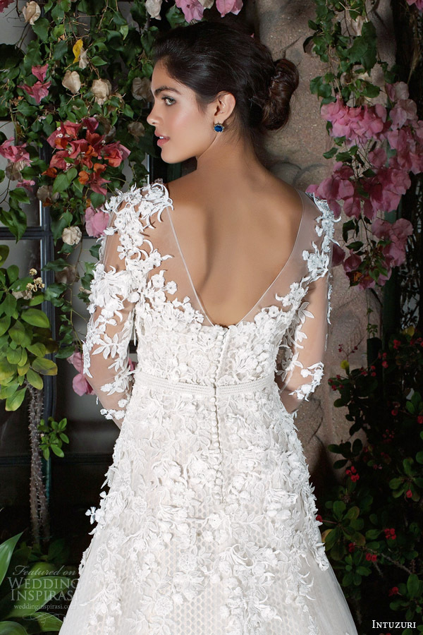 intuzuri 2014 wedding dresses bijou long illusion sleeve gown back detail