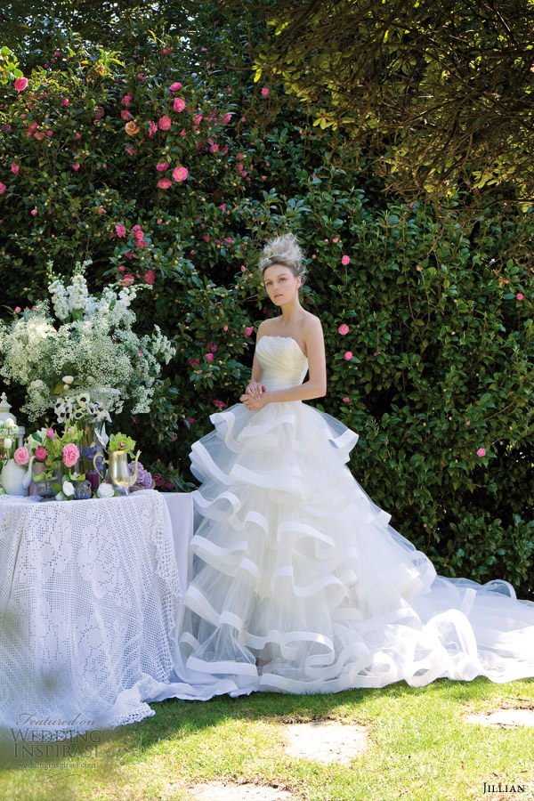 jillian sposa 2014 strapless wedding dress tiered skirt style 95809