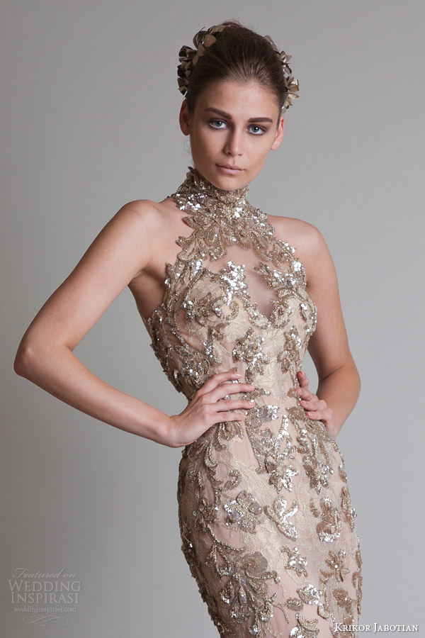 krikor jabotian 2013 2014 couture halter neck gown bodice close up detail
