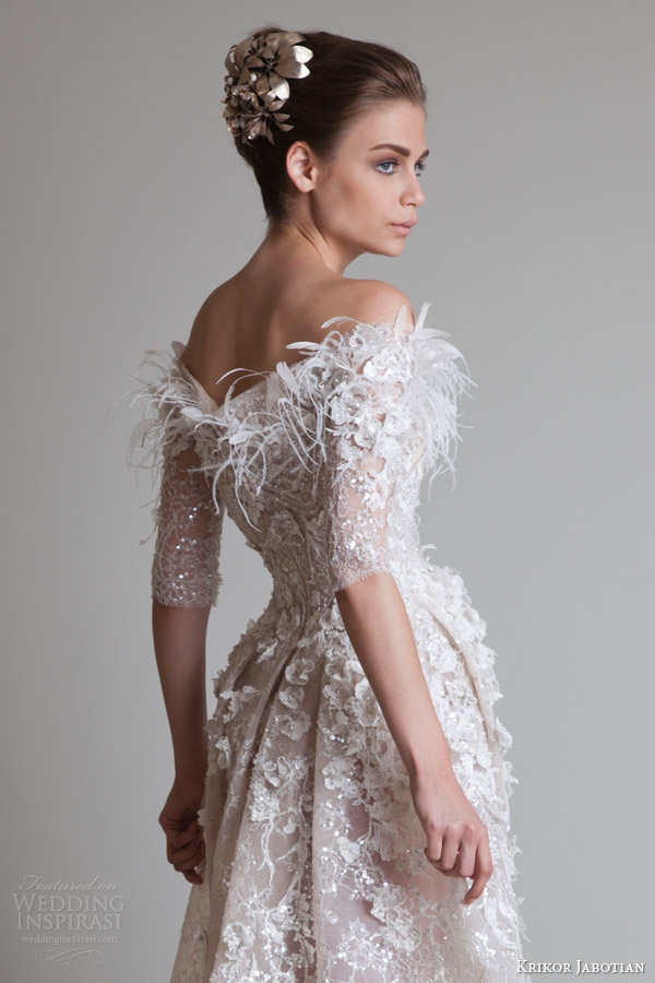 krikor jabotian 2014 off shoulder wedding dress sleeves back view