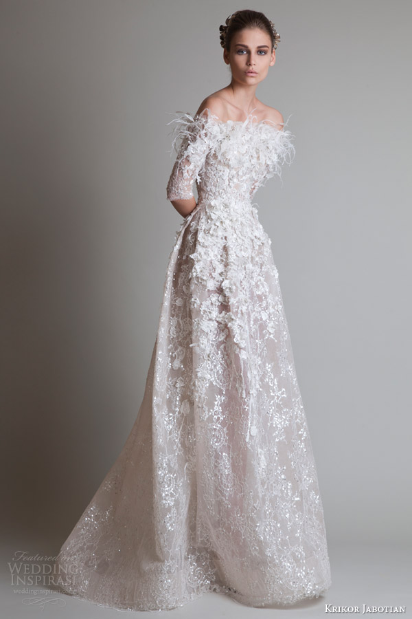 krikor jabotian 2014 off shoulder wedding dress sleeves