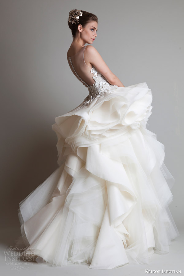 krikor jabotian couture 2014 sleeveless wedding dress illusion back