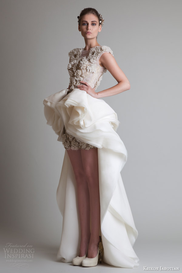 krikor jabotian fall 2013 couture cap sleeve dress overskirt