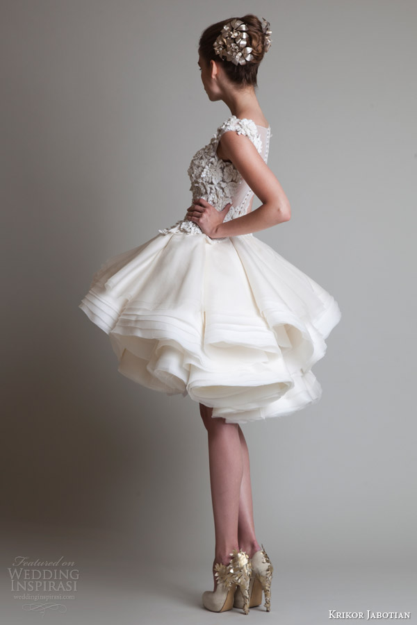 krikor jabotian fall 2013 couture sleeveless short wedding dress back view