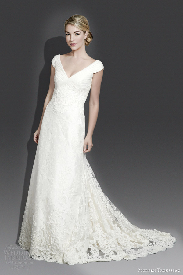 modern trousseau bridal fall 2014 iris cap sleeve gown