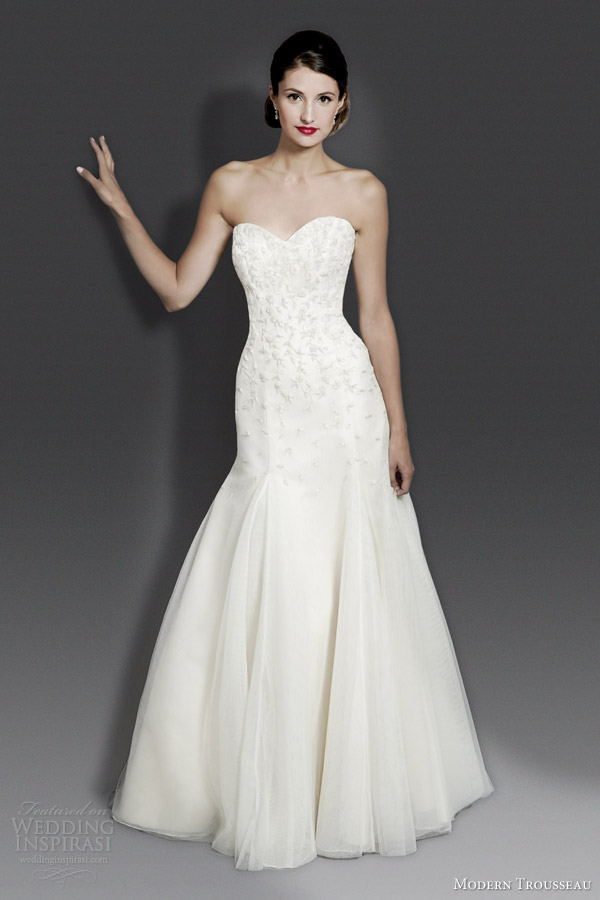 modern trousseau fall winter 2014 petal strapless fit flare gown