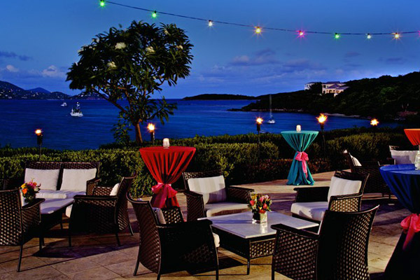 The Ritz-Carlton, St. Thomas wedding venue - The Great Bay Terrace offers expansive views of the Caribbean Sea and neighboring St. John while offering the space required for larger wedding parties. 