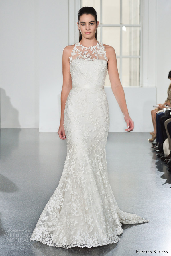 romona keveza bridal fall 2014 sleeveless halter illusion nekcline wedding dress style rk582