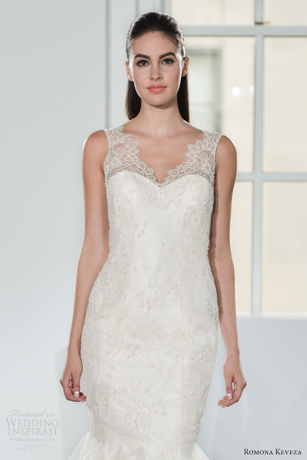 romona keveza bridal fall 2014 sleeveless mermaid wedding dress style rk577 close up bodice