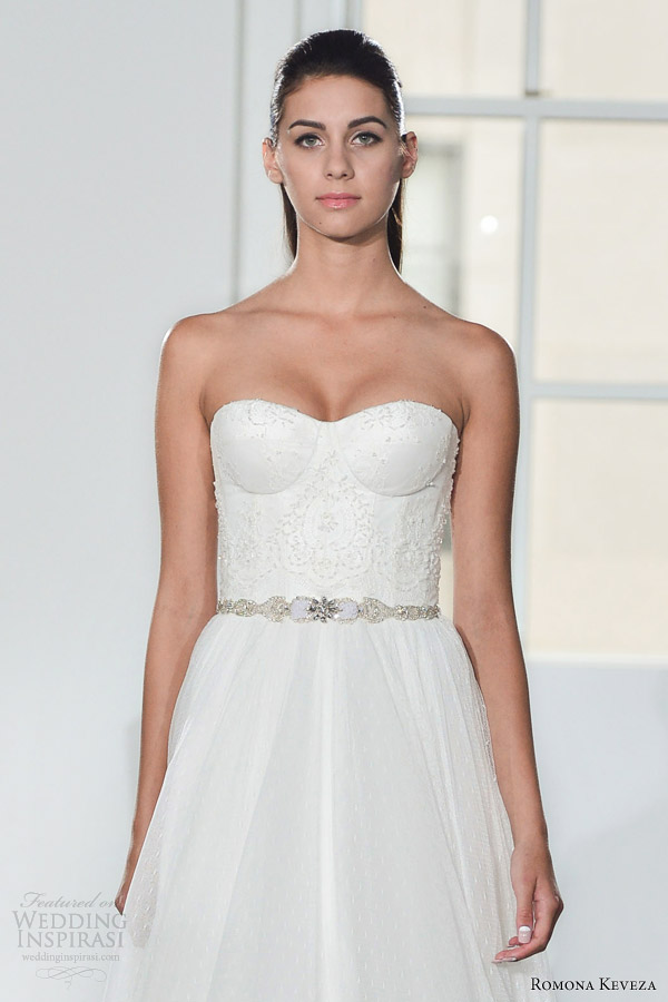 romona keveza bridal fall 2014 strapless wedding dress style rk576 close up corset bodice