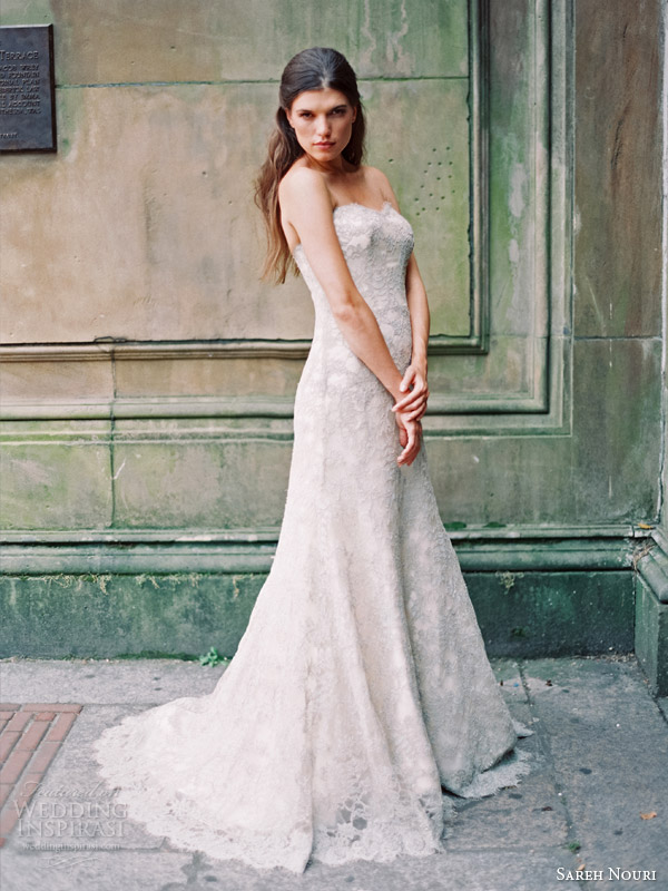 sareh nouri bridal fall 2014 emerald strapless wedding dress color