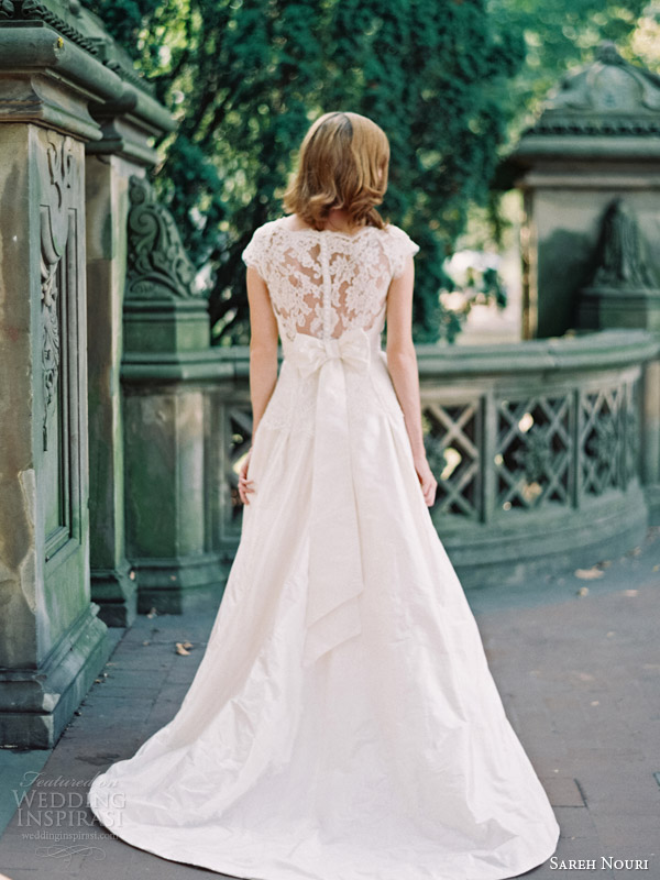 sareh nouri bridal fall 2014 ramsey lace cap sleeve wedding dress illusion back detail