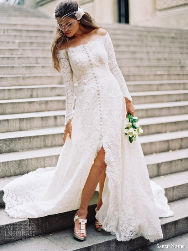 sareh nouri fall 2014 bridal halina long sleeve wedding dress bridal coat