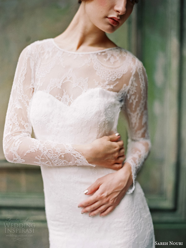 sareh nouri wedding dresses fall 2014 estelle long sleeve gown close up bodice detail