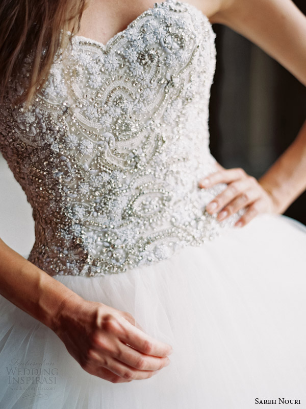 sareh nouri wedding dresses fall 2014 lily strapless ball gown beaded bodice close up sareh nouri wedding dresses fall 2014 lily strapless ball gown beaded bodice close up