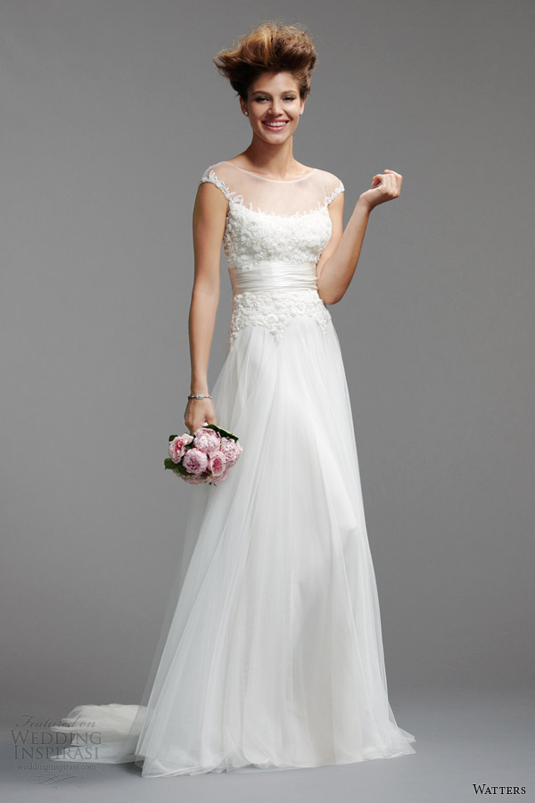 watters bridal spring 2014 cap sleeve wedding dress style 5086B