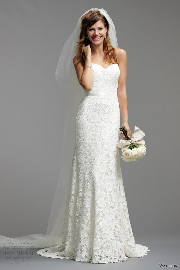 watters brides 2014 spring bridal strapless wedding dress style 5012B