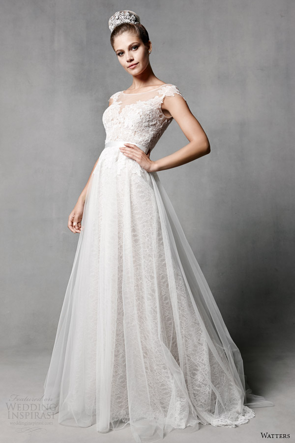 watters brides spring 2014 cap sleeve wedding dress style 5010B