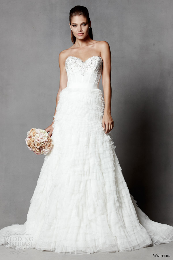 watters brides spring 2014 strapless wedding dress style 5015B