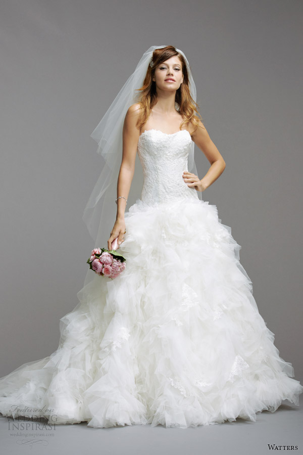 watters wedding dresses 2014 strapless gown style 5071B