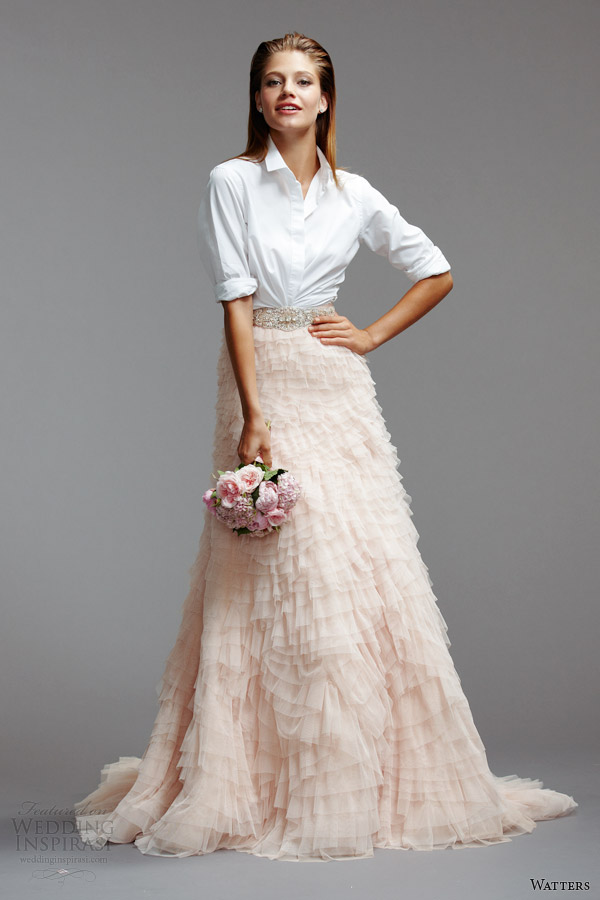 watters wedding dresses spring 2014 shirt pink skirt 5080B 5105B