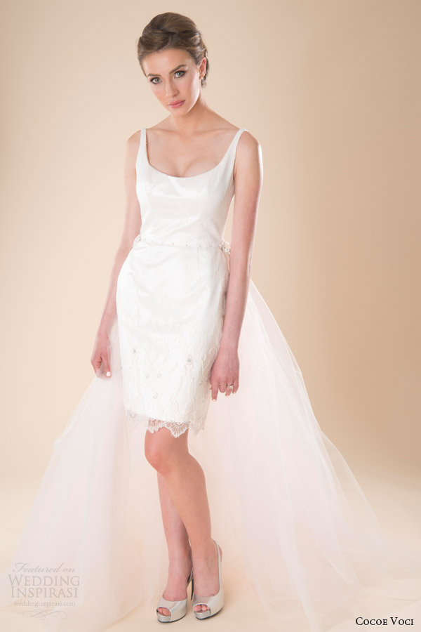 cocoe voci spring 2014 lola short wedding dress long tulle over skirt