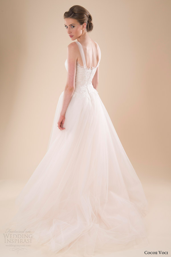 cocoe voci spring 2014 penelope wedding dress full tulle skirt back train