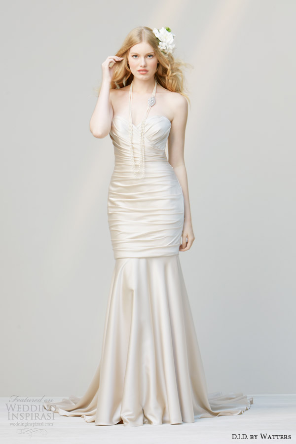 d i d watters spring 2014 strapless champagne wedding dress style 52336 fergie