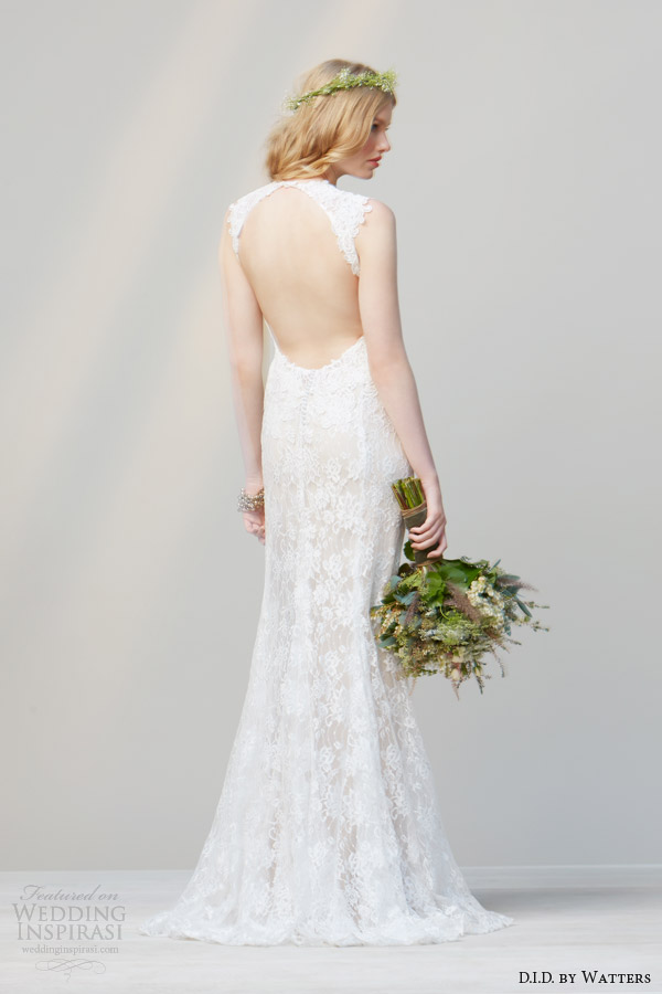 did by watters spring 2014 champagne lace wedding dress open portrait back style 52132 elkie