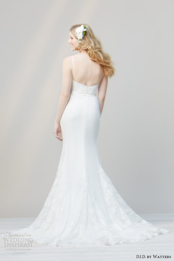 did by watters wedding dresses pring 2014 lace gown with spaghetti straps style 52233 katy back godet skirt