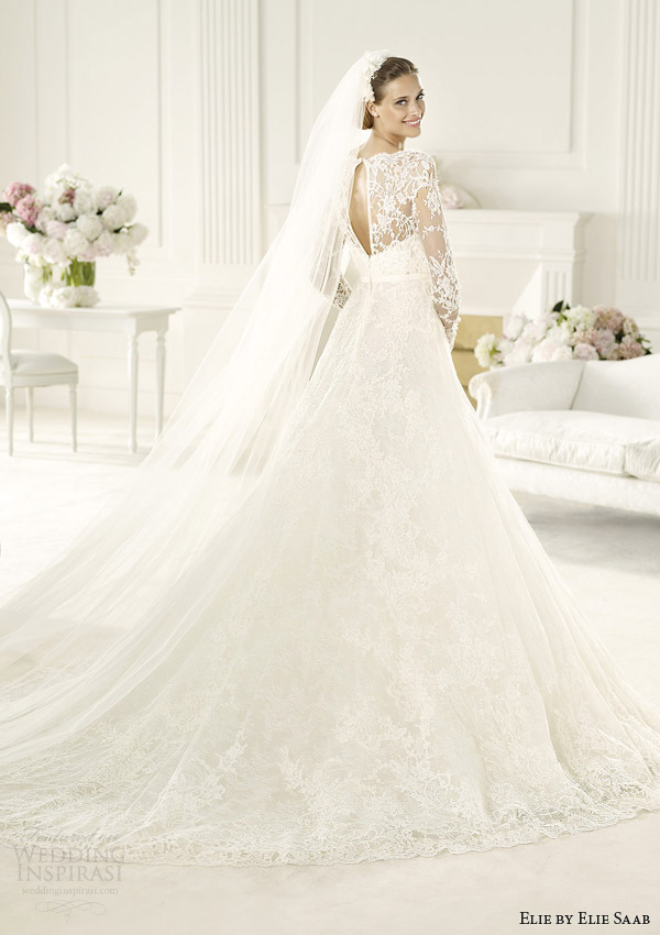 elie by elie saab 2014 birgit long sleeve wedding dress back view train elie by elie saab 2014 birgit long sleeve wedding dress back view train
