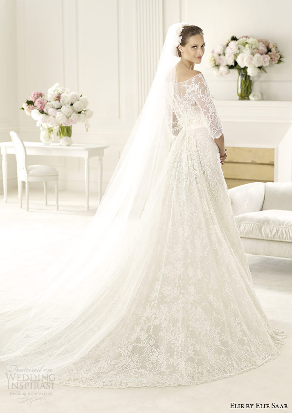 elie by elie saab bridal 2014 folie wedding dress with sleeves back view train elie by elie saab bridal 2014 folie wedding dress with sleeves back view train
