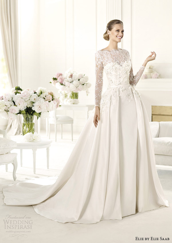 elie by elie saab bridal 2014 monet long sleeve wedding dress