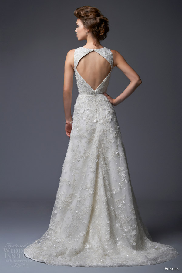 enaura bridal 2013 2014 a line wedding dress tank style bodice ef369 keyhole back