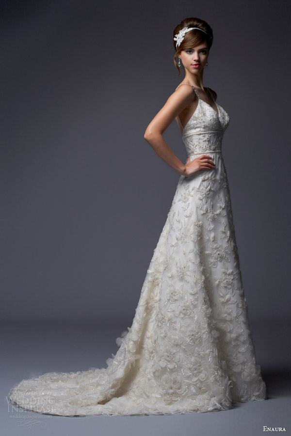 enaura bridal 2014 a line wedding dress straps style ef368