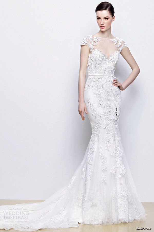 enzoani wedding dresses 2014 bridal indira illusion cap sleeve gown