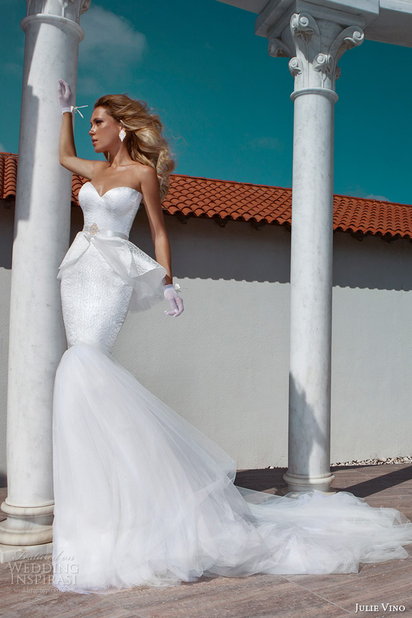 julie vino 2014 bridal strapless peplum mermaid wedding dress julie vino 2014 bridal strapless peplum mermaid wedding dress