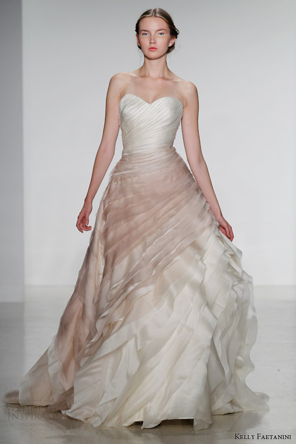 kelly faetanini bridal fall 2014 thea strapless color wedding dress