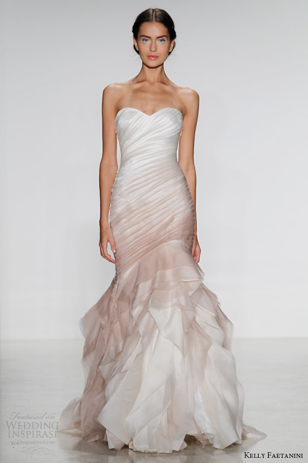 kelly faetanini fall 2014 bridal eden strapless wedding dress ombre