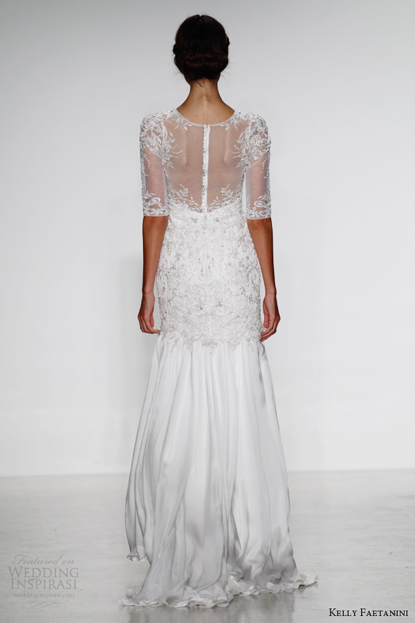 kelly faetanini fall 2014 bridal luz wedding dress illusion sleeves back