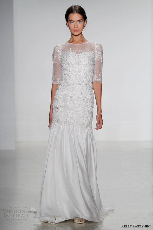 kelly faetanini fall 2014 bridal luz wedding dress illusion sleeves